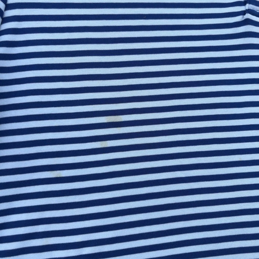 Polo Ralph Lauren Pique Polo‎ Shirt Mens L Blue Striped Classic Fit Short Sleeve